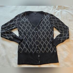 Brooks Brothers womens M silk blend button argyle cardigan